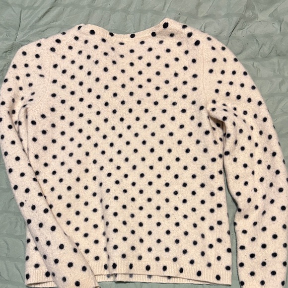 Cynthia Rowley 100% 2-ply Black Polka Dot Cream Cashmere Sweater - Picture 3 of 4